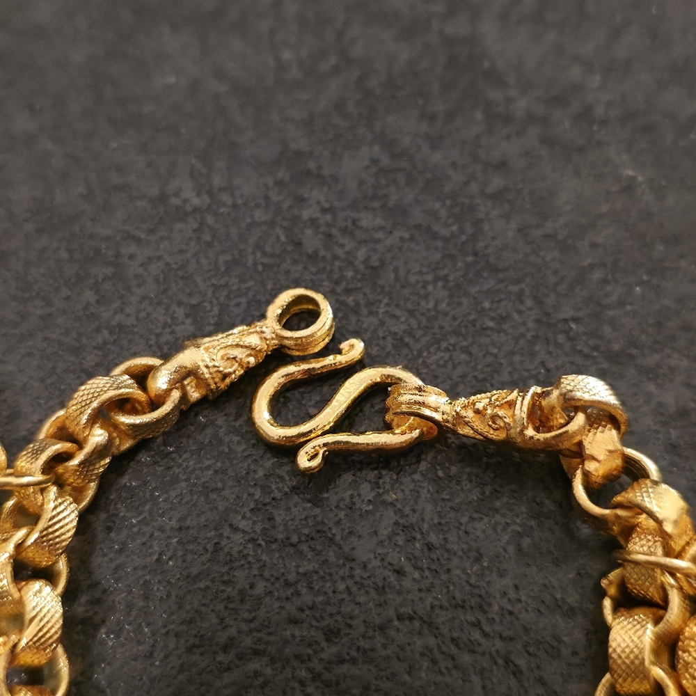 24K Thai Baht Gold-Plated Heart Charm Bracelet - Picture 5 of 6